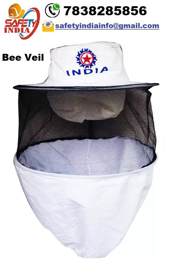 Honeybee White Cap Bee Veil HONEY Bee Cap for The Protection of Face from Honey Bee Sting (Pack of 1)