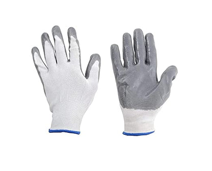 Cut Resistant Gloves | Nylon Safety Hand Gloves | Anti Cut Gloves| Cut-Proof Protection with Rubber Grade Wet and Dry Gloves| Domestic Hand Gloves | Pvc Coated Grey White Nylon Safety Gloves for General Construction, Recycling, Agriculture (Pair of 10)