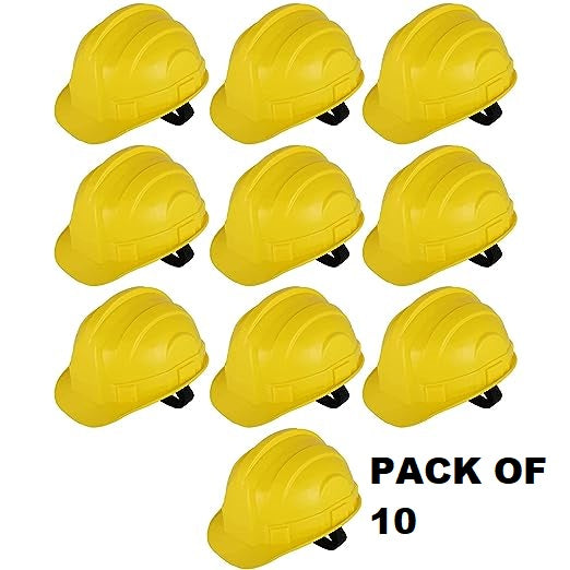 Heavy Duty Superior Industrial Safety Helmet with Hard Hat and Adjustable Chin Strap for Construction and Industrial Work, Insulation Work Wear (Pack of 10)