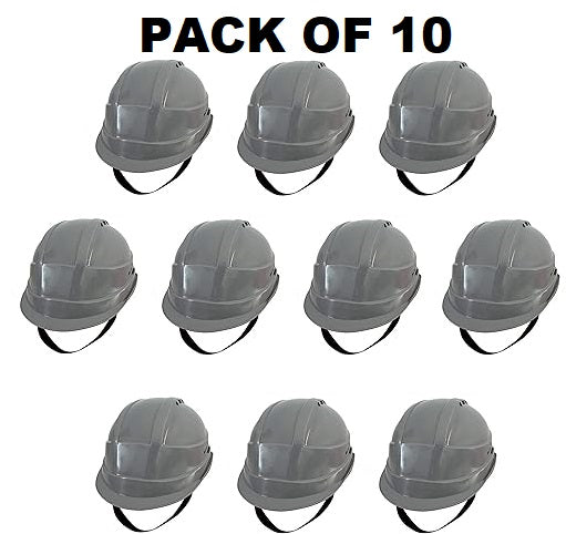 Heavy Duty Superior Industrial Safety Helmet with Hard Hat and Adjustable Chin Strap for Construction and Industrial Work, Insulation Work Wear (Pack of 10)