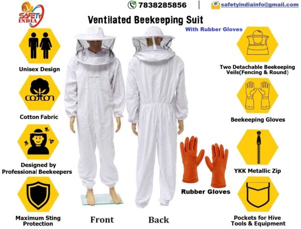 Bee Protective Honey Bee Protection Suit with Rubber Gloves