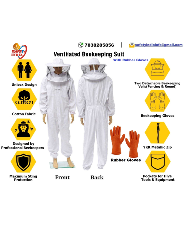 Bee Protection Suit with Rubber Gloves