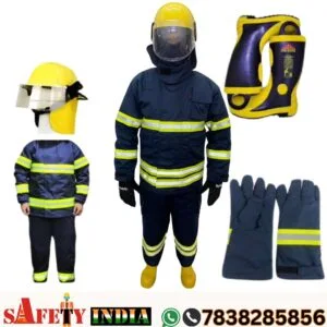 EN Certified Fire Fighting Suits | Fire Protection Suit | Firefighter Suit | Fireproof Suit | Fire Man Suit | Firefighter Suit with Fire Fighting Clothing, Helmet, Hand Gloves, Gumboots & Storage bag
