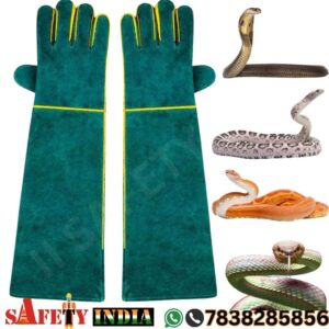 Durable bite proof snake gloves, also known as snake catching gloves and snake bite proof gloves, displayed on a white background, featuring long bite-proof gloves extending 62CM (23.6 inches) with a 5.3-inch palm width and 7.7-inch sleeve width, crafted by Safety India- Safety Shop, Our website is https://safety-india.co.in/, Office in Delhi, designed for snake handling, wildlife rescue, and bird-catching as the best gloves for snake handling.