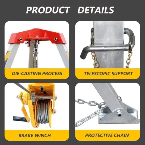 Confined Space Tripod | Rescue Tripod | Tripod with Winch | Tripod Rescue System | Fall Protection Tripod | Safety Tripod | Industrial Tripod | Emergency Rescue Tripod - Image 4