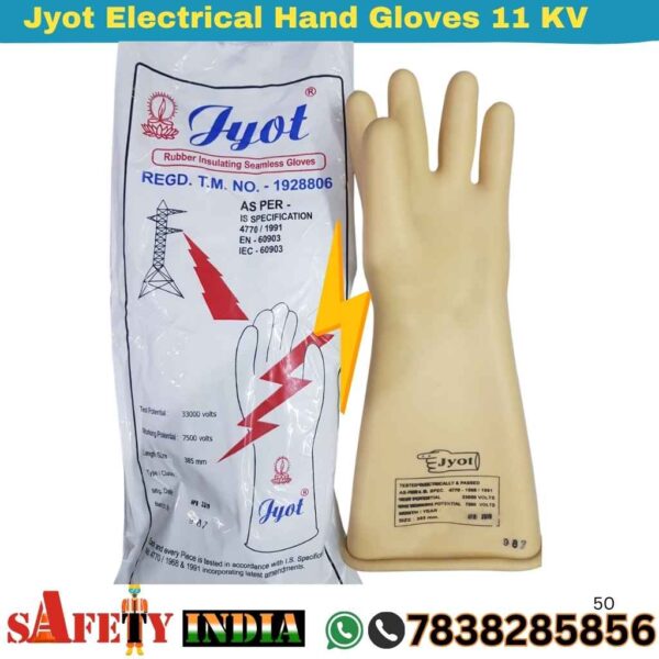 Jyot Gloves -Close-up of red Jyot 11KV Electrical Gloves and Jyot 33KV Electrical Gloves, showcasing their rubber insulating gloves texture and electric shock resistant gloves design, certified to IS 4770:1991, EN 60903, and CE Marking for Jyot Electrical Hand Gloves and Jyot Gloves up to 33,000V.