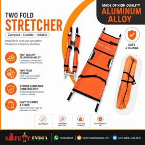 Stretcher, Specification table for a Rechargeable Flameproof LED Safety Torch, detailing enclosure, protection, area classification, surface temperature, certification, special instructions, type, and material.