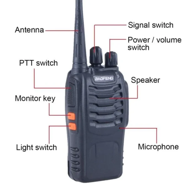 2 PCS Walkie Talkie | Waki Taki | Walking Talkie | Woki Toki | Voky Talky | Walki Talking | Two Way Radio | Radio Walkie Talkie | Wireless Walkie Talkie | Long Range Walkie Talkies | Walkie Talkie Baofeng BF 888S- (Pack of 2) - Image 3
