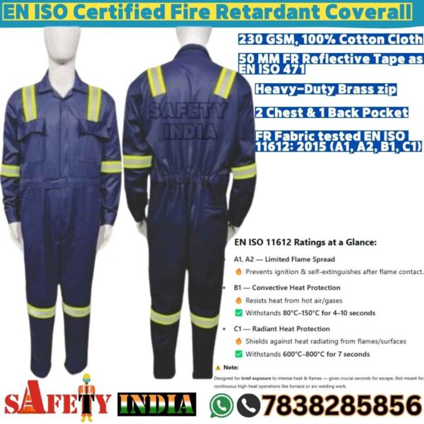 Fire Entry Suit with yellow reflective tape on shoulders, arms, and legs, designed for fire safety in high-risk industries.