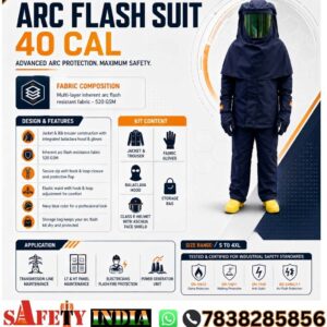 40 Cal Arc Flash Suit complete arc flash PPE kit flame resistant electrical safety suit multi layer 520 GSM certified EN 11612 EN 11611 EN 1149 IEC 61482-1-1 with helmet face shield balaclava gloves