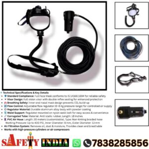 airline breathing apparatus with full face mask supplied air respirator system with hose regulator and filter