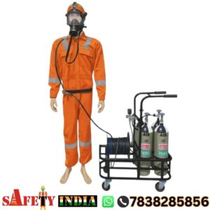 airline trolley breathing apparatus with dual cylinders full face mask demand valve and hose drum for confined space respiratory protection