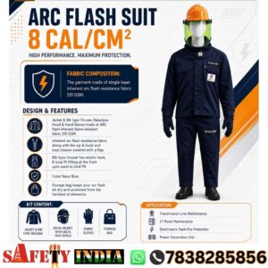 Arc Flash Suit 8 Cal/cm² – Inherent Flame Resistant Arc Flash Protection Kit with Jacket, Bib Trouser, Balaclava Hood, Face Shield Helmet & Gloves | Electrical Safety PPE for LT Panel, Power Plant & Transmission Line Work | Size XL, 8 cal/cm2 arc flash suit with jacket bib trouser balaclava hood face shield helmet and gloves flame resistant electrical safety PPE for LT panel maintenance and power plant work
