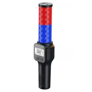 Digital alcohol breath analyser with LED display, red and blue illuminated tube, handheld portable breathalyzer alcohol tester with button control