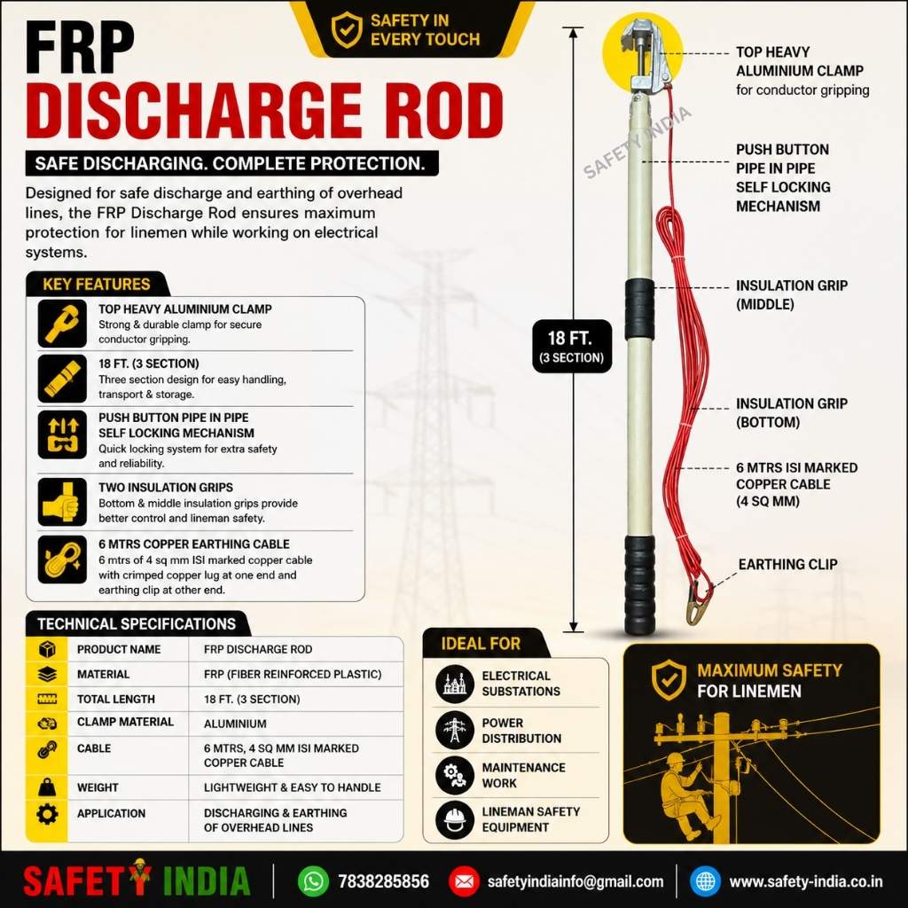 FRP high voltage discharge rod 18 ft telescopic earthing rod with aluminium clamp and copper grounding cable for electrical safety use