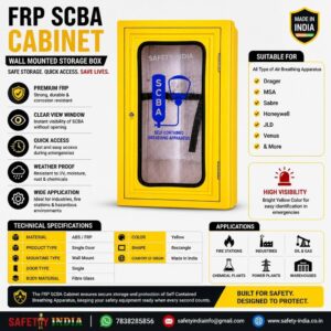 FRP SCBA Cabinet Wall Mounted – Fire Safety Breathing Apparatus Storage Box with Transparent Door for Industrial & Emergency Use