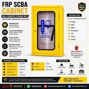 FRP SCBA Cabinet Wall Mounted – Fire Safety Breathing Apparatus Storage Box with Transparent Door for Industrial & Emergency Use