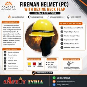 Concord fireman helmet CON F5 ISI marked polycarbonate fire fighting helmet
