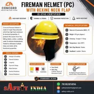 Concord fireman helmet CON F5 ISI marked polycarbonate fire fighting helmet