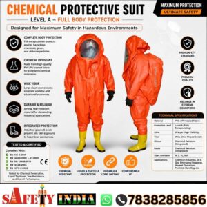 Heavy duty chemical protective safety suit made of flame resistant PVC with integrated boots, anti acid and alkali resistant, waterproof hazmat suit for industrial chemical safety and full body protection.