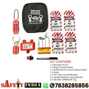 black lockout tagout kit with padlocks hasp MCB lockout and safety tags for industrial use