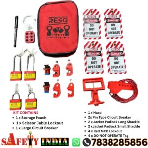 red lockout tagout kit with padlocks cable lockout circuit breaker lockout and safety tags