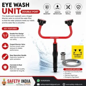 Portable emergency eyewash spray dual nozzle stainless steel hose faucet mounted eye wash kit