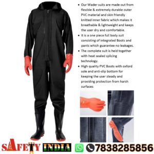 Waterproof PVC wader suit with integrated boots full body fishing and industrial waterproof safety suit