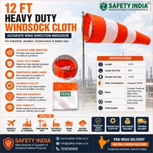 12 Ft windsock cloth Safety India — industrial wind direction indicator