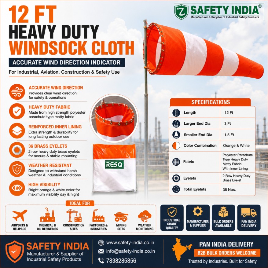 12 Ft windsock cloth Safety India โ industrial wind direction indicator