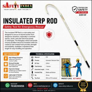 220kV Insulated FRP Rescue Rod with electrical safety hook for emergency electric shock rescue in high voltage industrial applications.