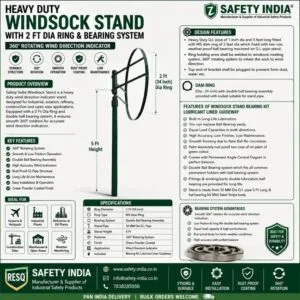 Heavy duty windsock stand Safety India — 360 degree wind direction indicator stand