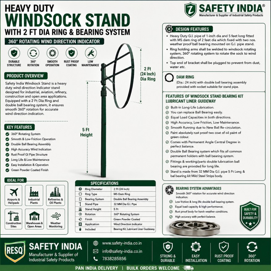 Heavy duty windsock stand Safety India โ 360 degree wind direction indicator stand