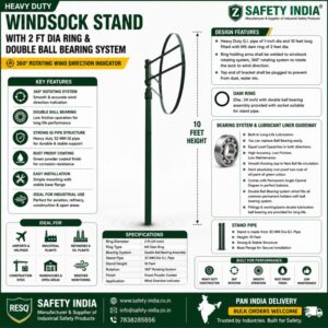 Industrial Wind Direction Indicator Stand Safety India — heavy duty windsock pole stand