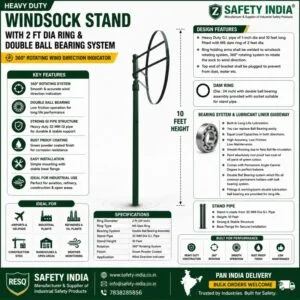 Industrial Wind Direction Indicator Stand Safety India — heavy duty windsock pole stand