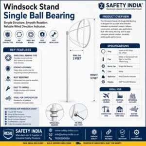 Single Ball Bearing Windsock Stand Safety India — GI wind direction indicator pole