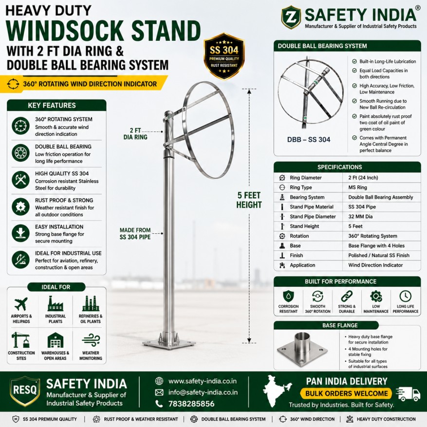 SS 304 Windsock Pole Safety India โ stainless steel wind cone support stand